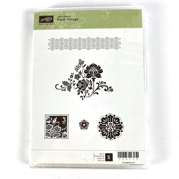 Stampin' Up! Other - STAMPIN UP Fresh Vintage Set 125117 Scrapbooking Art 5 Stamps